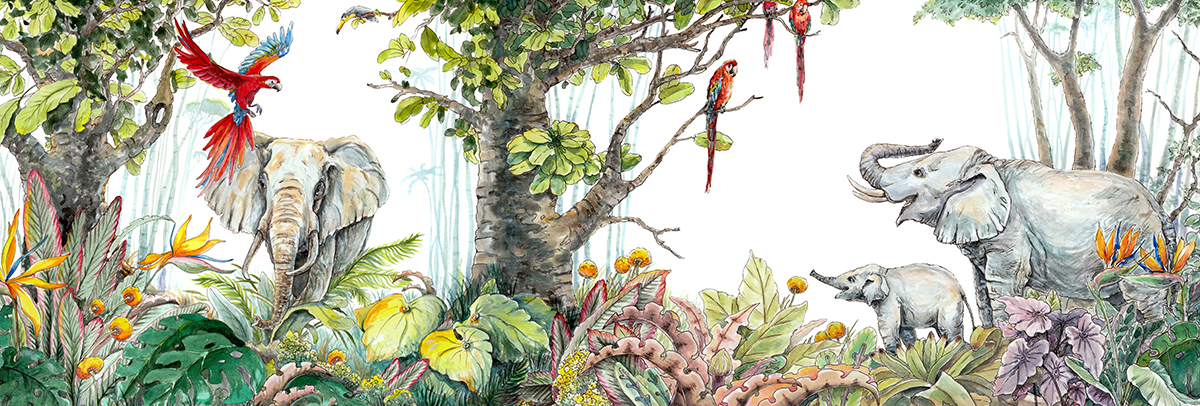 Watercolor,Painting,Of,Elaphants.,Painting,Of,Beautiful,Image,Of,A