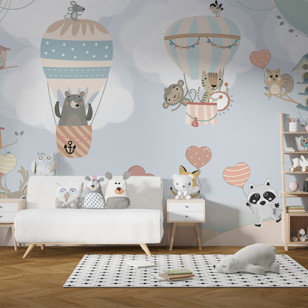 Wallpaper Tiere mit Luftballons Herzen