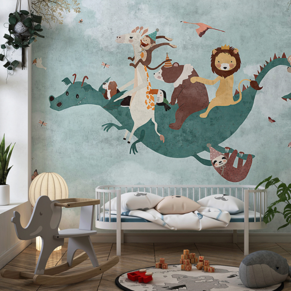 Wandbild Flug auf einem Drachen