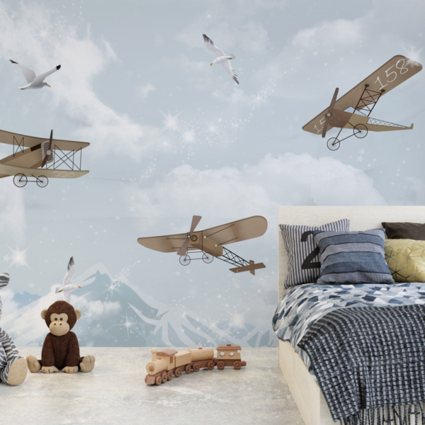 Fototapete Flugzeuge zwischen Möwen