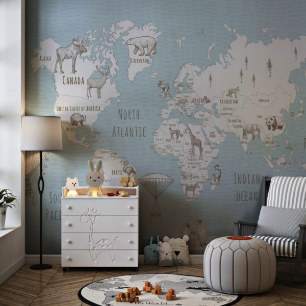 Mural Blue Ocean auf einer Karte