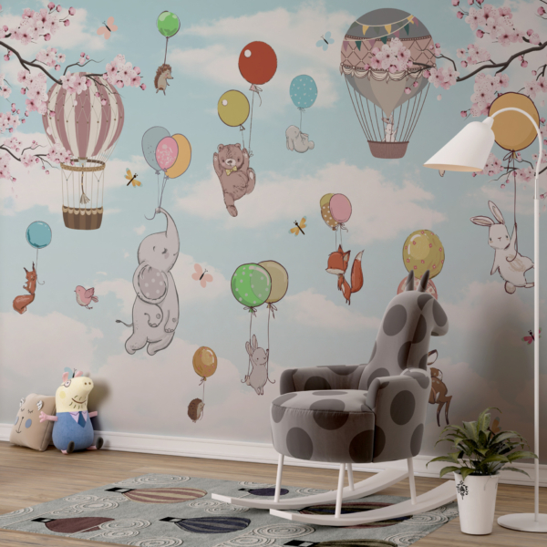 Wandbild Fliegen mit Luftballons