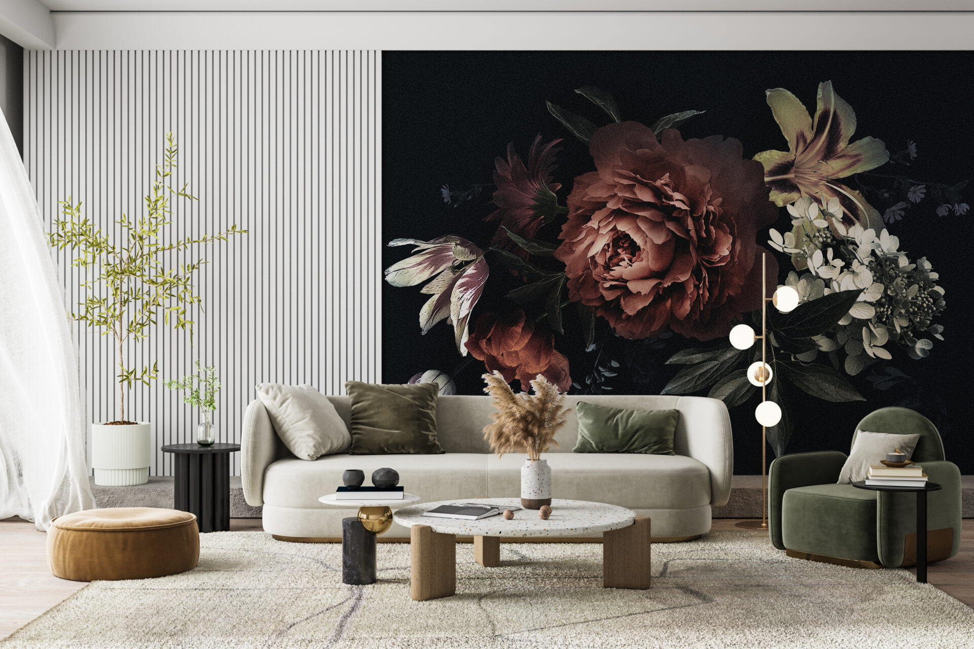Fototapete Blumen auf dunklem Hintergrund