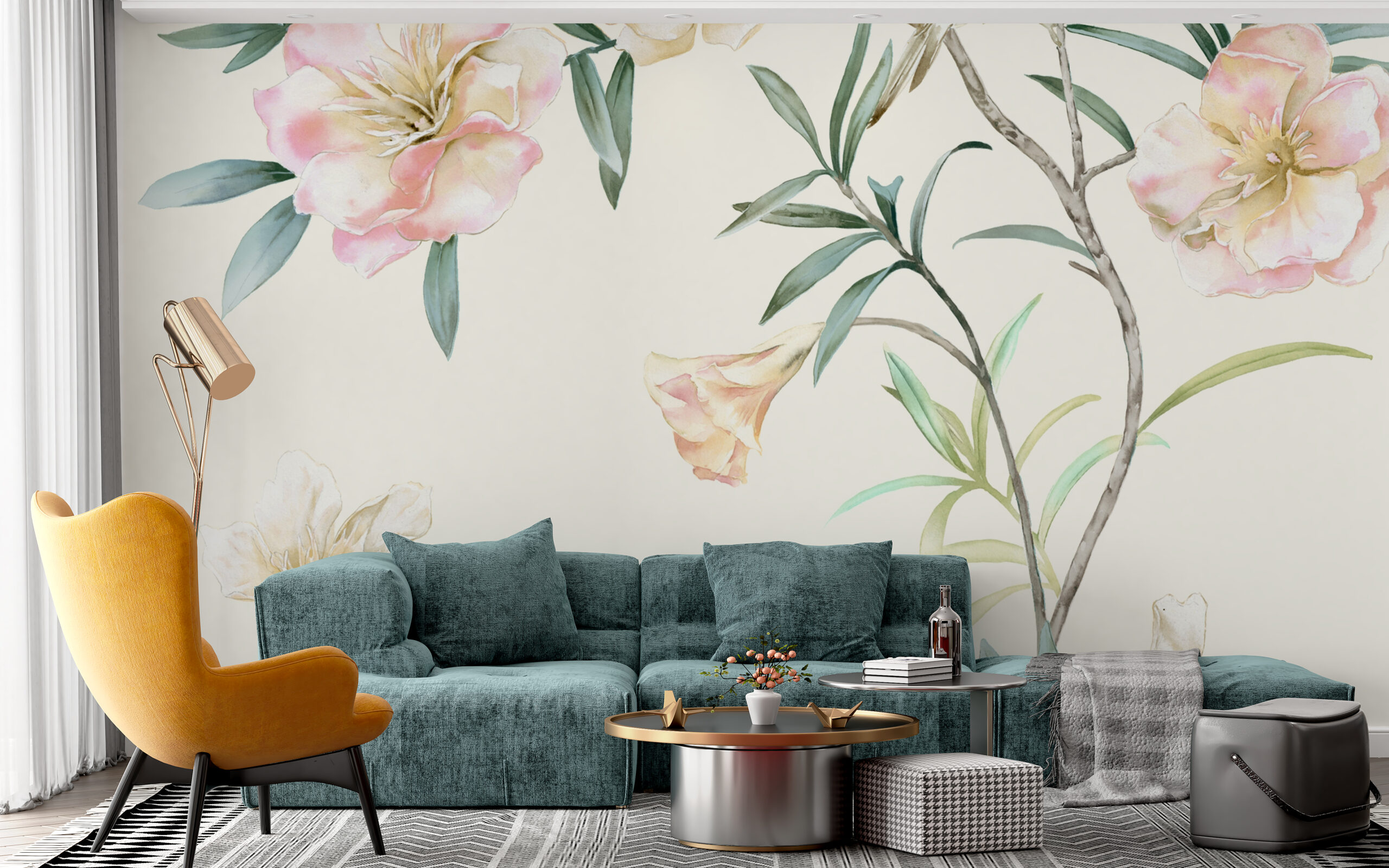 Fototapete Blumen auf hellem Hintergrund