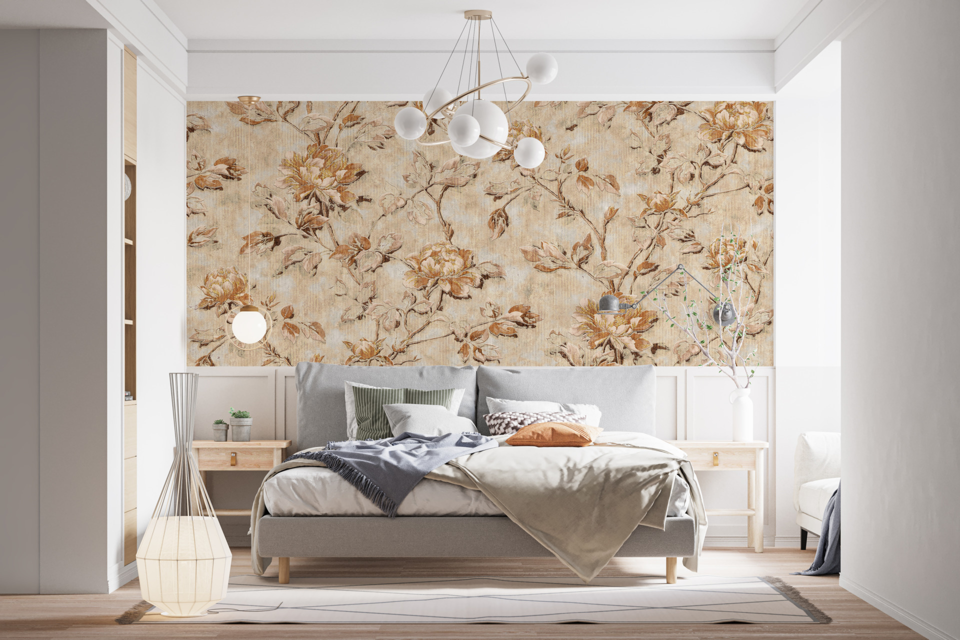 Retro-Blumen-Wandbild