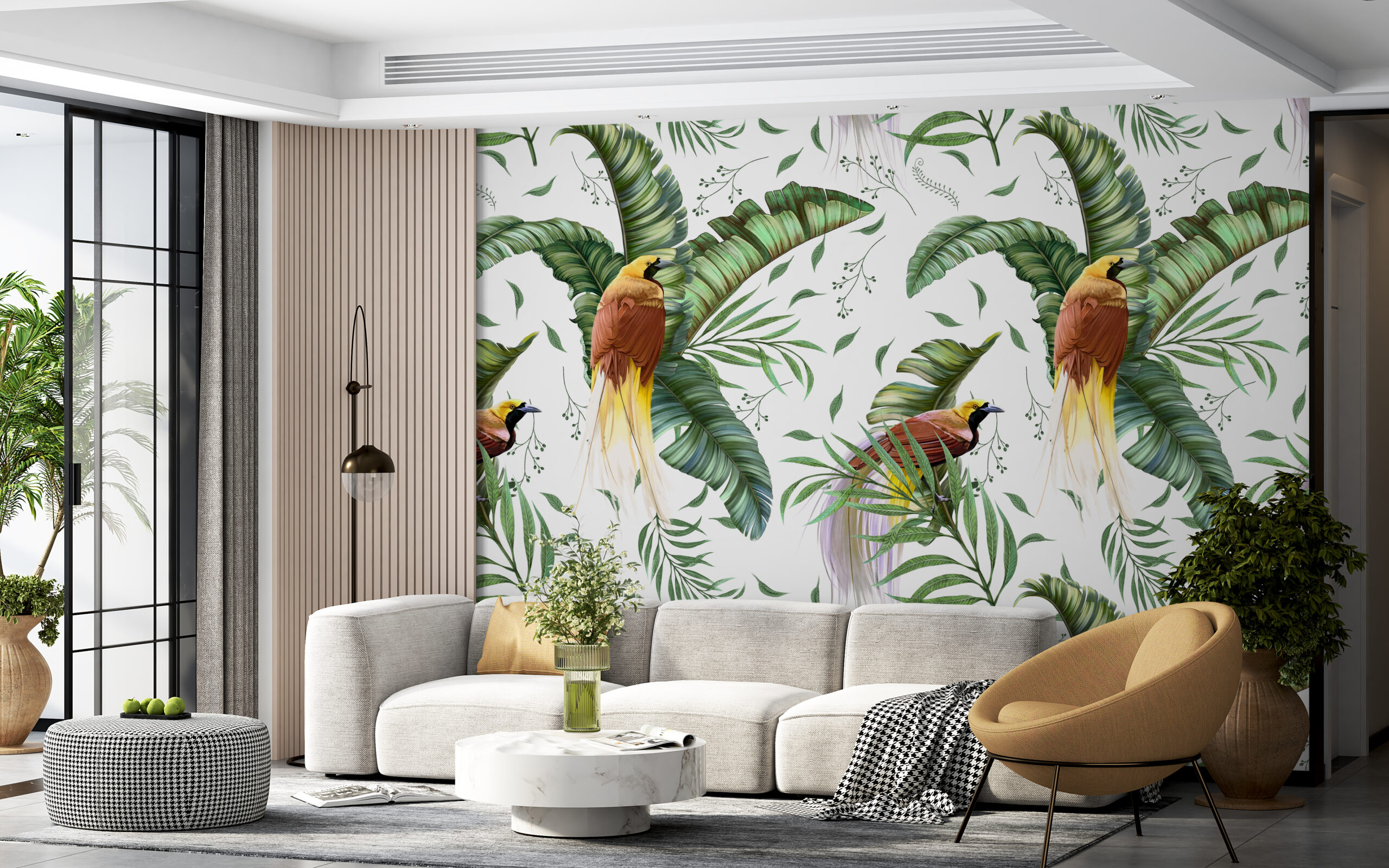 Wandmalerei Paradiesvögel