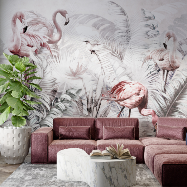 Fototapete Flamingo Familie