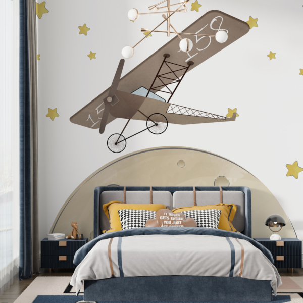 Fototapete Flugzeug über dem Mond