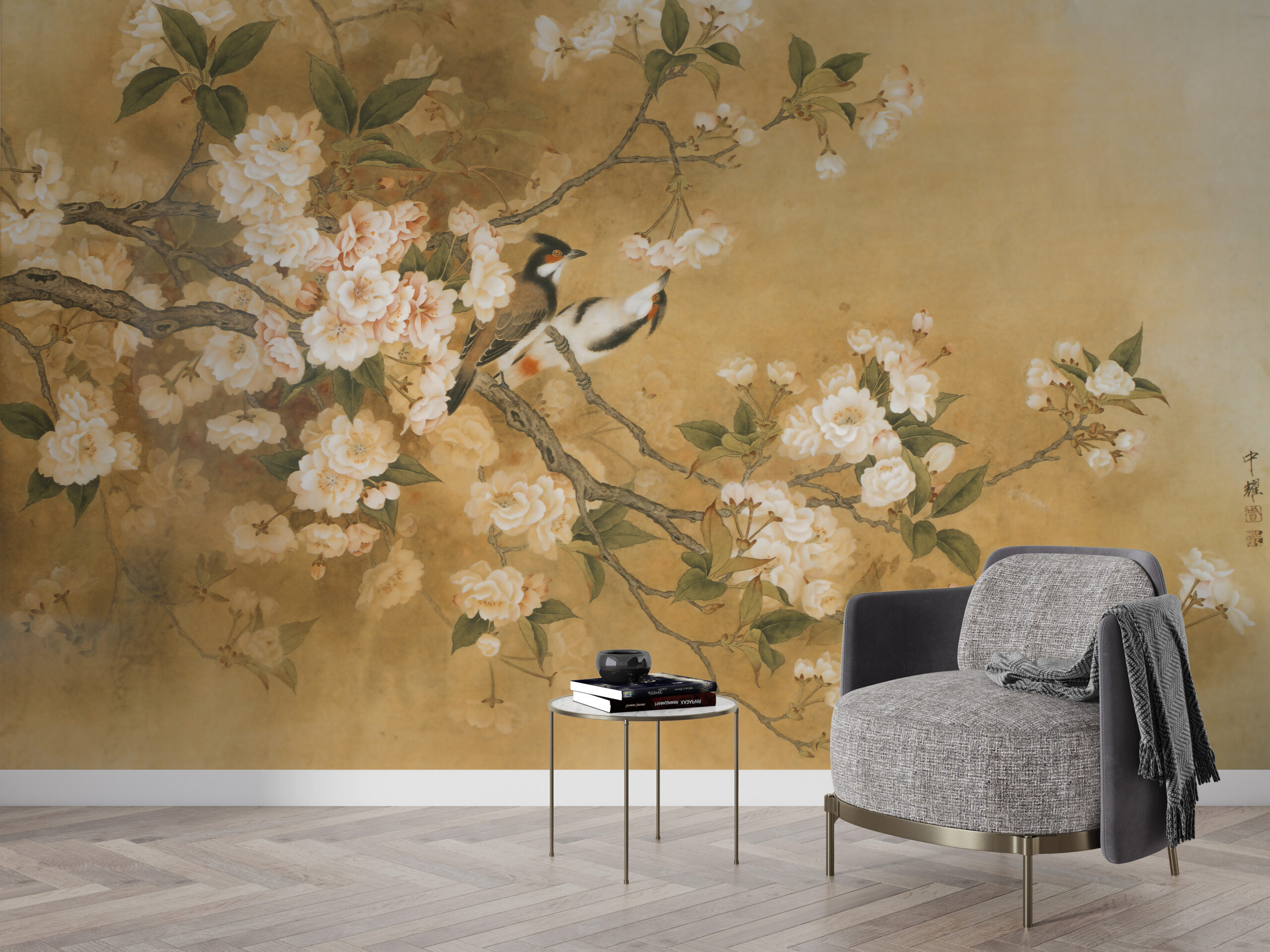 Wandbild in Kirschblüte