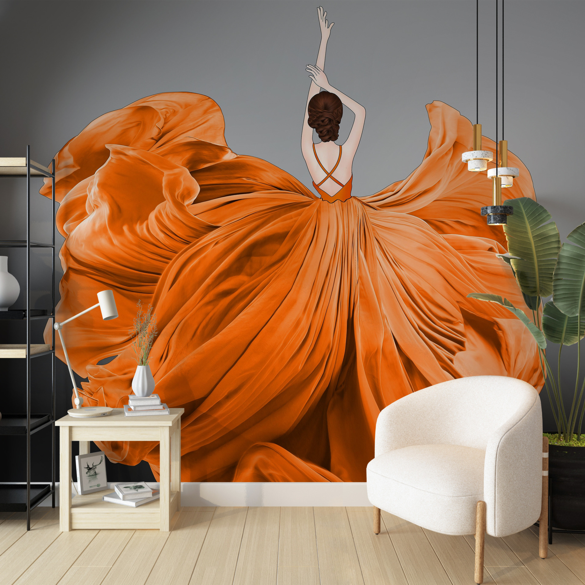 Wandgemälde in einem schönen Kleid