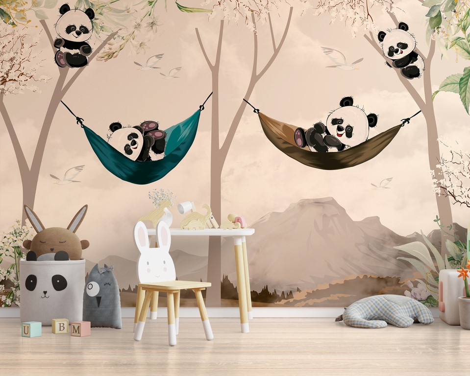 Fototapete Happy Panda Bären