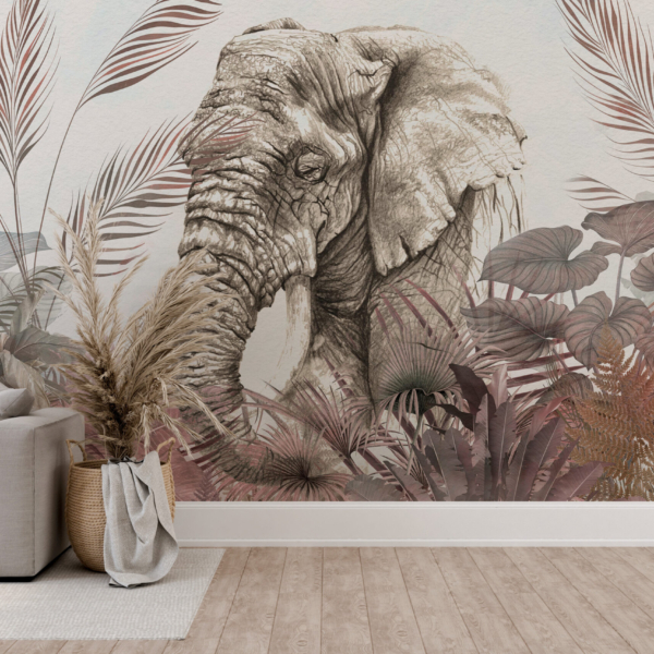 Fototapete Elefant Tropisch Rosa