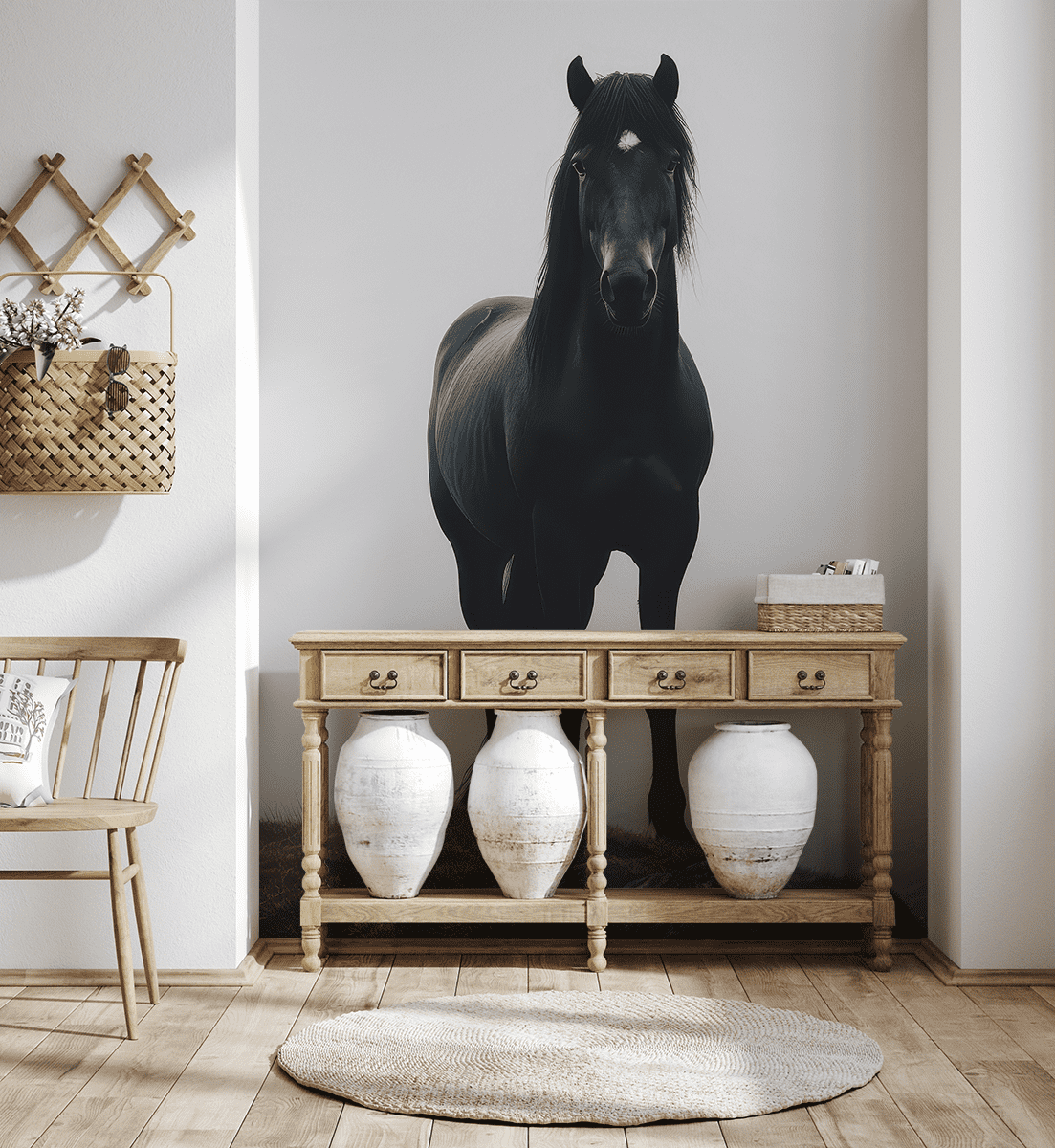 Fototapeten Schwarzes Pferd