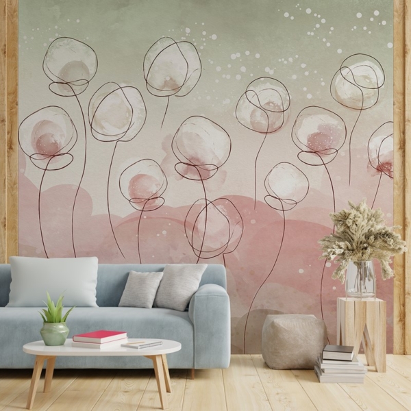 Fototapeten Blumen in fließenden Linien