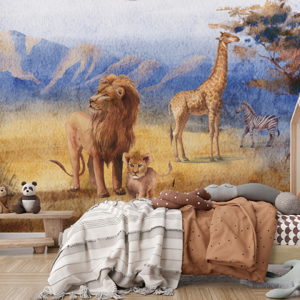 Fototapeten Afrikanische Tiere im Aquarellstil