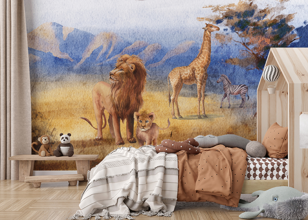 Fototapeten Afrikanische Tiere im Aquarellstil