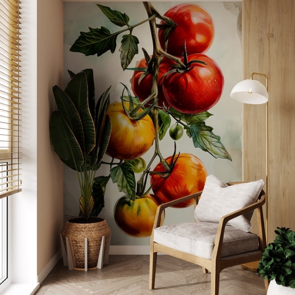 Fototapeten Reife Tomaten am Zweig