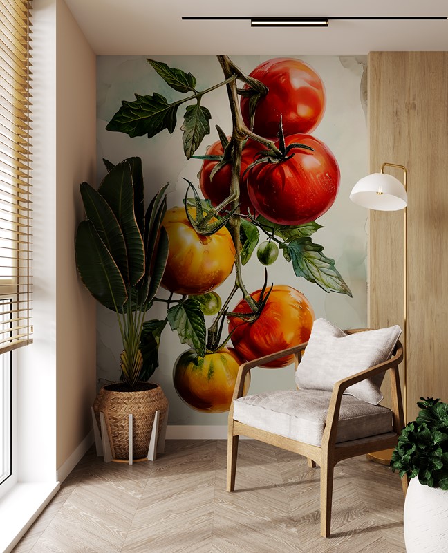 Fototapeten Reife Tomaten am Zweig