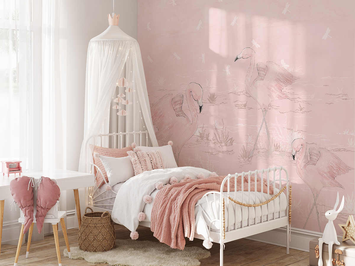 Fototapeten Pink Flamingo Tanz