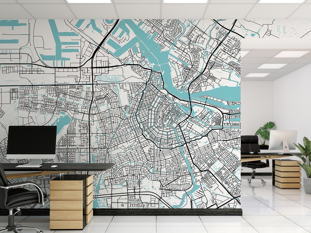 Fototapeten Stadtplan von Amsterdam